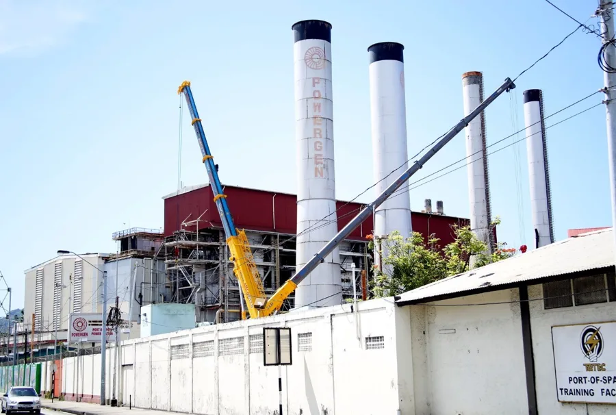 POWERGEN Port of Spain Power Station with cranes beside generation structures